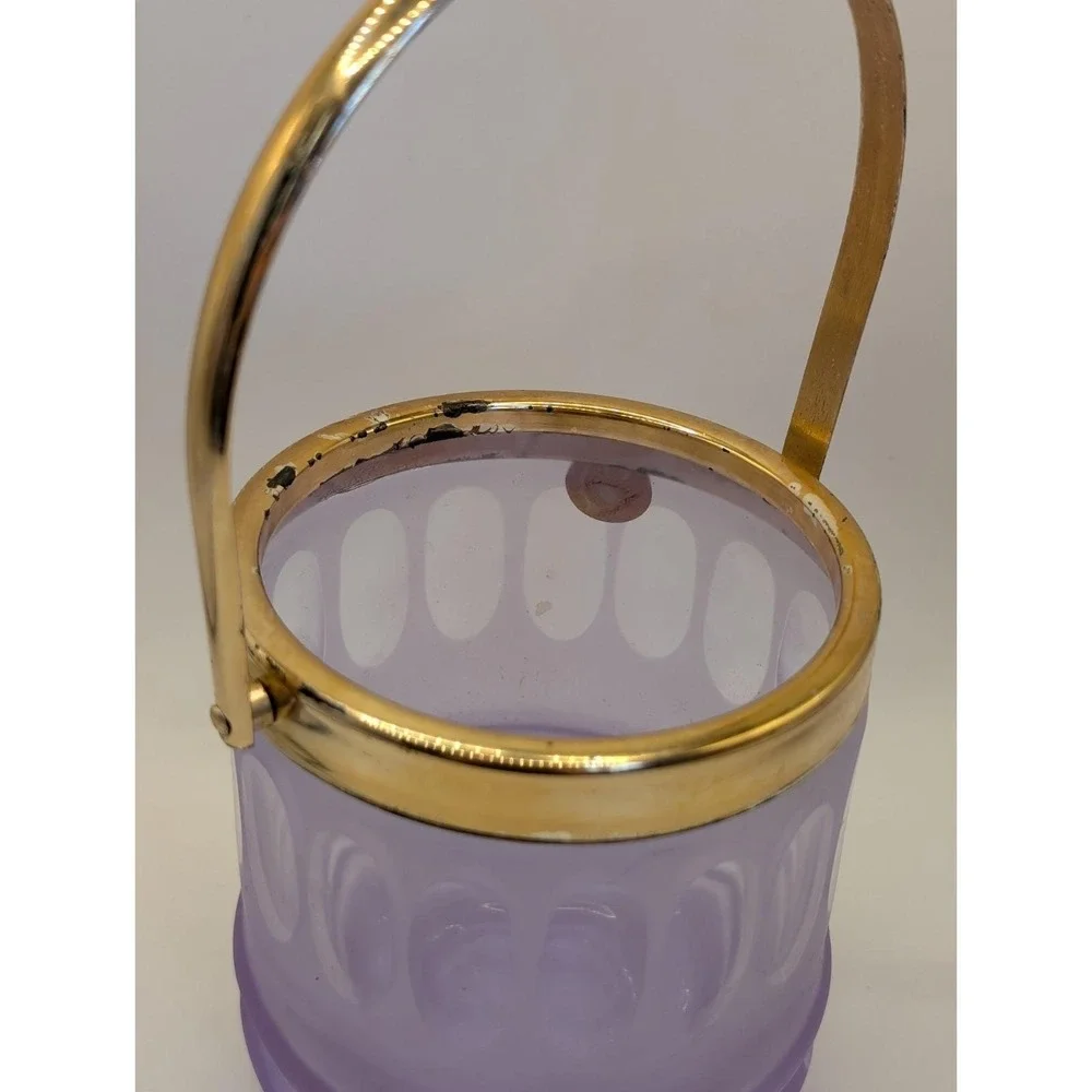 Vintage‎ Neodymium Alexandrite Glass Ice Bucket and 3 Tumbler Set Color Changing